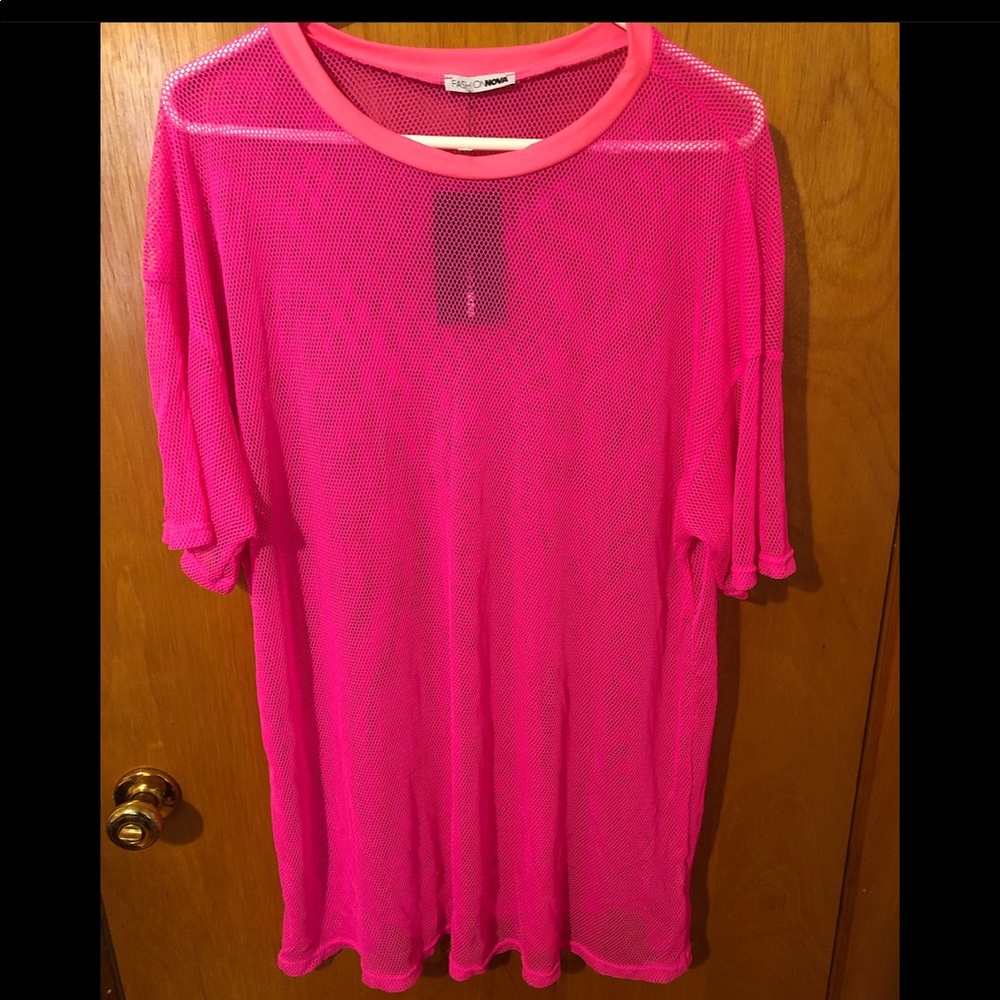 Net hot pink top